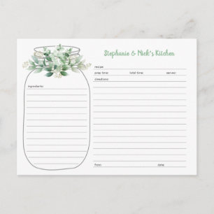 Tarjetas de recetas Eucalyptus Greenery Mason Jar