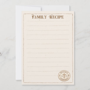 Tarjetas de Recetas Familiares de Botanica Vintage