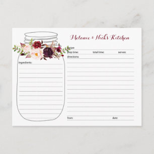 Tarjetas de recetas Floral Mason Jar