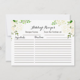 Tarjetas de recetas florales blancas hermosas