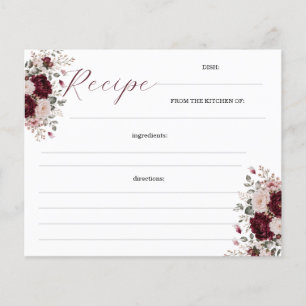 Tarjetas de Recetas Florales Borgoña