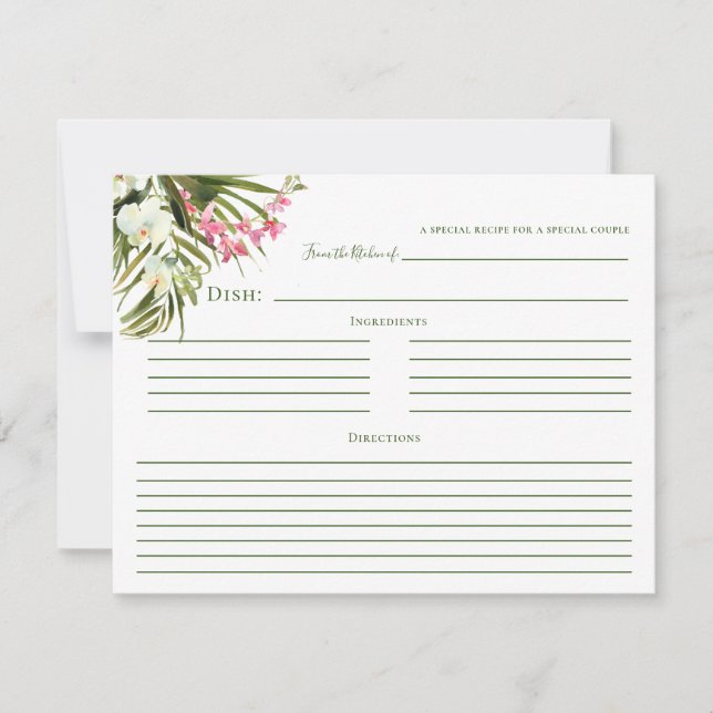 Tarjetas de Recetas Florales Rosadas de Vegetación (Anverso)