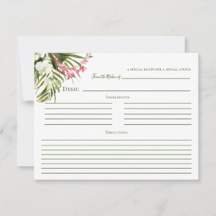 Tarjetas de Recetas Florales Rosadas de Vegetación