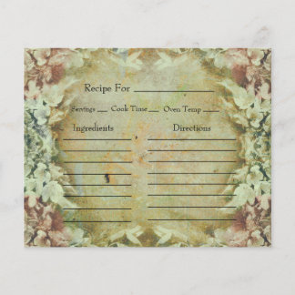 Tarjetas de Recetas Florales Vintage