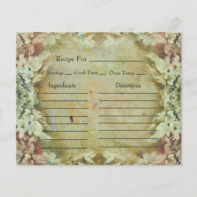 Tarjetas de Recetas Florales Vintage (Anverso)
