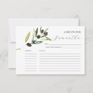 Tarjetas de Recetas Imprimibles Rama de Olivo Acua