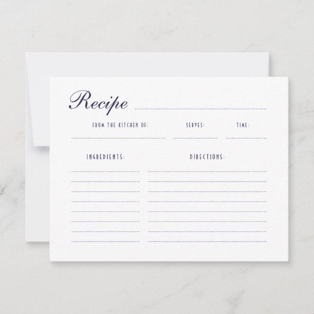 Tarjetas de recetas Nautical Bridal Shower (Anverso)