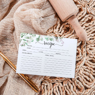 Tarjetas de Recetas para Bridal Shower con Verde d