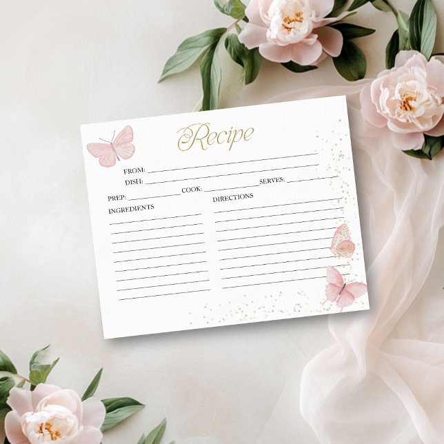 Tarjetas de Recetas para Bridal Shower de Mariposa (Subido por el creador)