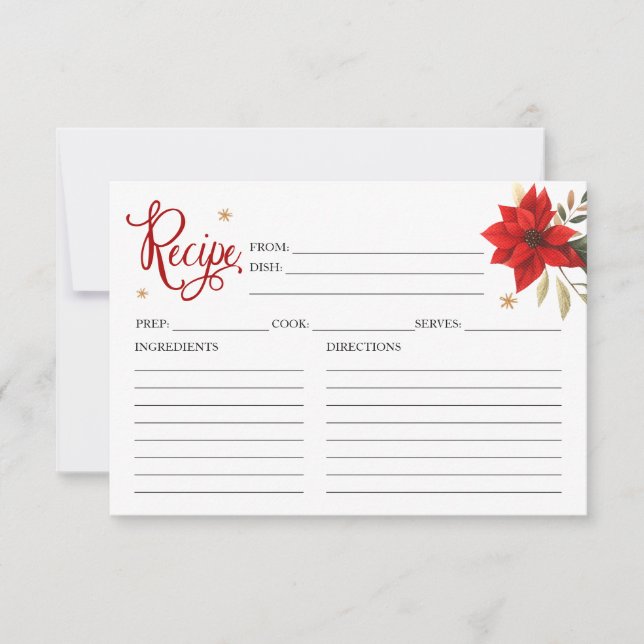 Tarjetas de Recetas para Bridal Shower de Navidad (Anverso)