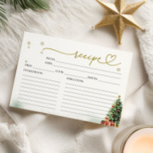 Tarjetas de Recetas para Bridal Shower de Navidad