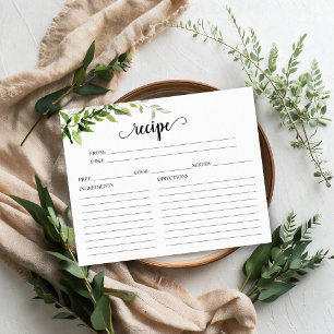Tarjetas de Recetas para Bridal Shower de Verdor