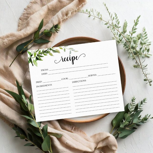 Tarjetas de Recetas para Bridal Shower de Verdor (Subido por el creador)