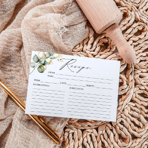 Tarjetas de Recetas para Desayuno de Novia Verde D