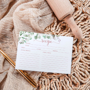 Tarjetas de Recetas para Desayuno Nupcial con Euca