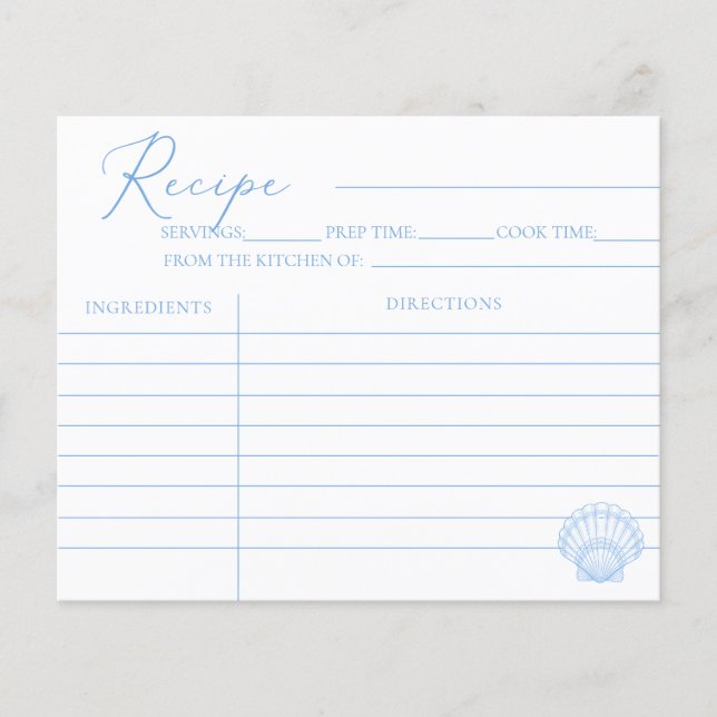 Tarjetas de Recetas para Desayuno Nupcial Costero  (Anverso)