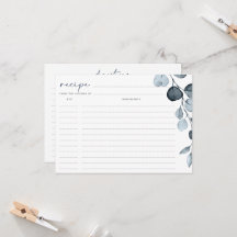Tarjetas de recetas para despedida de soltera con 