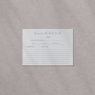 Tarjetas de Recetas para Fiesta de Boda Azul Polvo