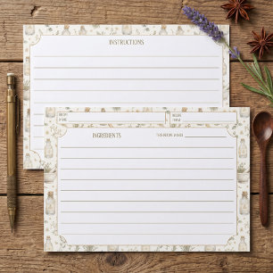 Tarjetas de Recetas Patrón de Hierbas de Cocina Rú