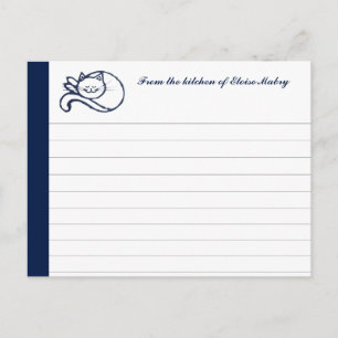 Tarjetas de recetas personalizadas Blue Happy Cat