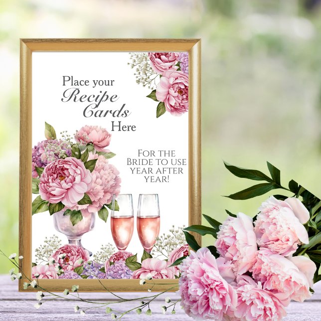 Tarjetas de Recetas Pétalos y Prosecco Aquí Señal (Petals & Prosecco Recipe Cards Here)