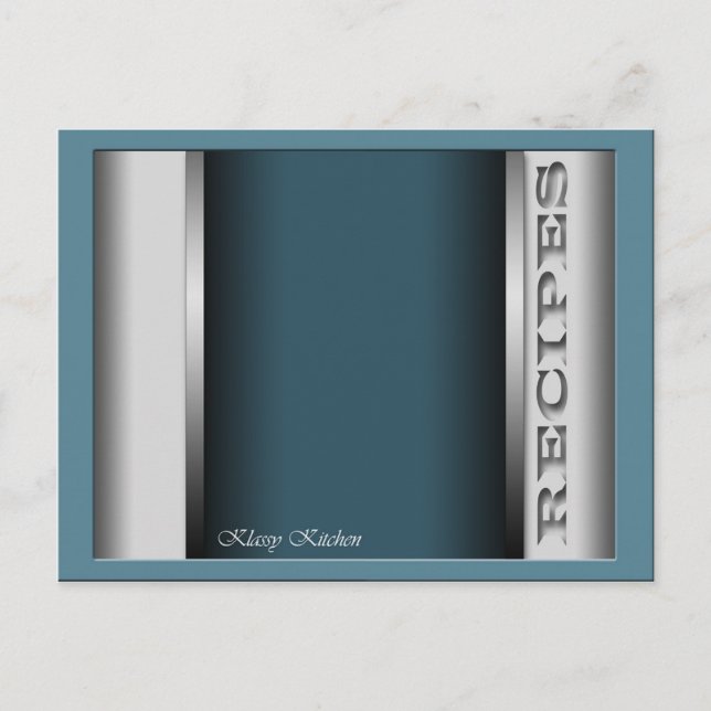 Tarjetas de recetas sofisticadas azules (Anverso)
