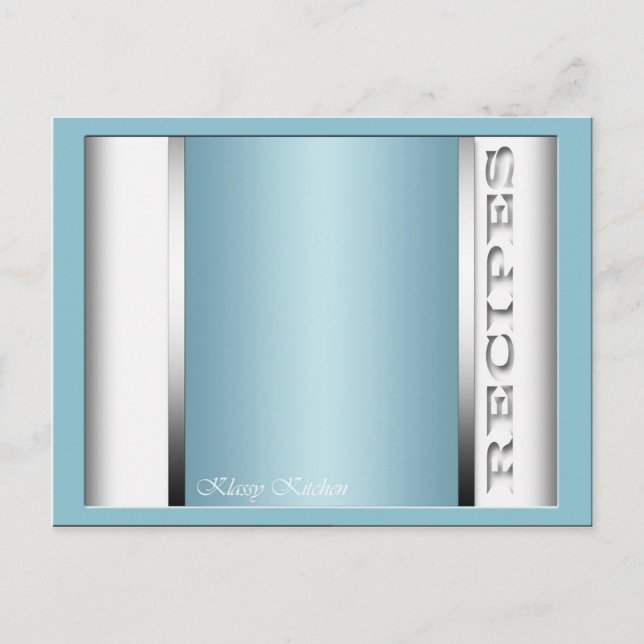 Tarjetas de recetas sofisticadas de color azul cla (Anverso)