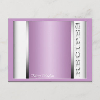 Tarjetas de recetas sofisticadas de color púrpura