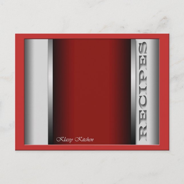 Tarjetas de recetas sofisticadas de color rojo (Anverso)