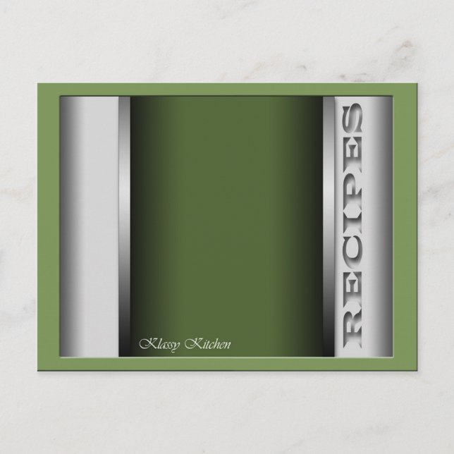 Tarjetas de recetas sofisticadas verdes (Anverso)