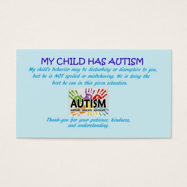 Tarjetas de reconocimiento de autismo (Frente)