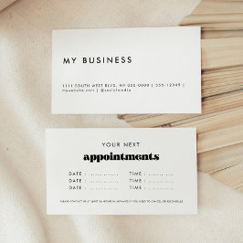 Tarjetas de recordatorio de citas con letra script