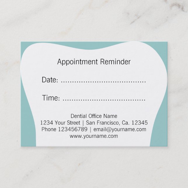 Tarjetas de recordatorio de citas para dentistas | (Anverso)