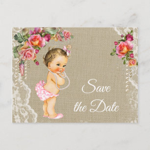 Tarjetas de recuerdo de Burlap Lace Baby Shower
