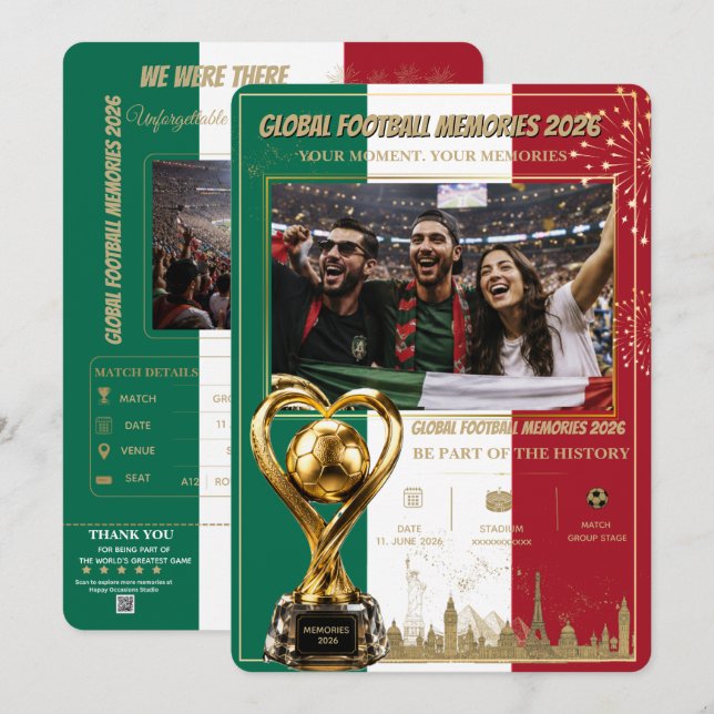 Tarjetas de Recuerdos de Fútbol Global 2026 (Anverso / Reverso)