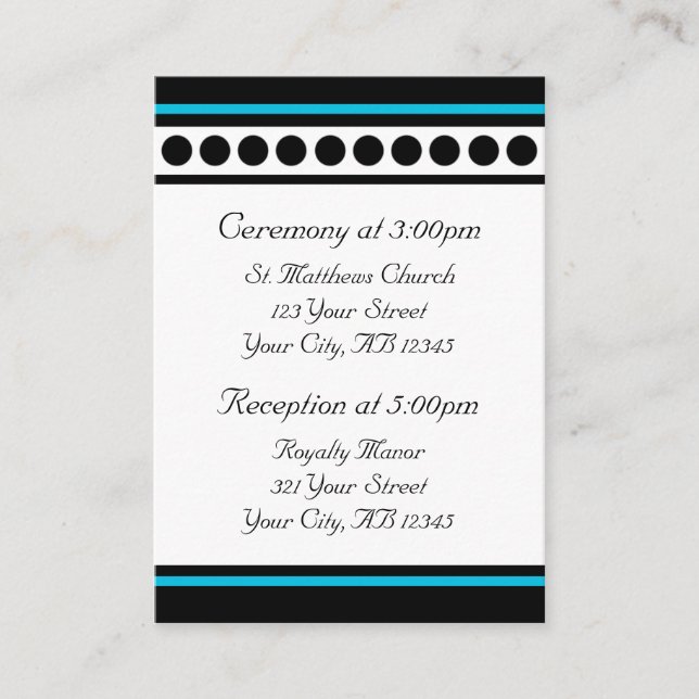 Tarjetas de referencia de invitados azules con pun (Anverso)