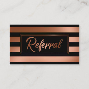 Tarjetas de referencia elegantes de cobre y rayas 