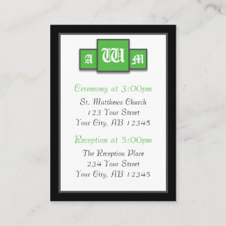 Tarjetas de referencia trimonograma verde moderno 