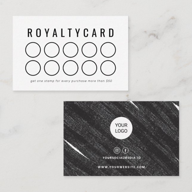 Tarjetas de regalías de negocios blanco negro mode (Anverso / Reverso)