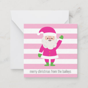 Tarjetas de regalo a rayas de Santa rosa y verde