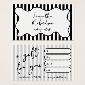 Tarjetas de regalo a rayas minimalistas geniales