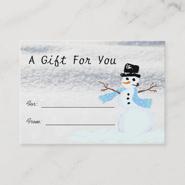 Tarjetas de regalo de escena de nieve de muñeco de (Anverso)