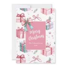 Tarjetas de regalo de Navidad vintage rosadas Paqu