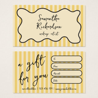 Tarjetas de regalo retro femeninas con rayas amari