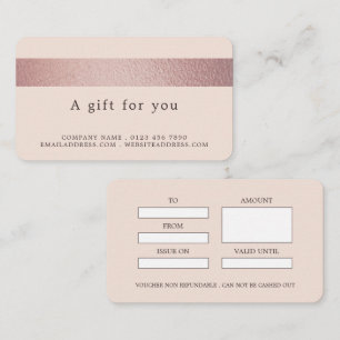 Tarjetas de regalo rosa palo con franja de lámina 