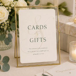 Tarjetas de regalos de boda de oro verde esmeralda