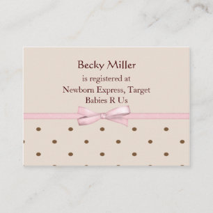 Tarjetas de registro Baby Shower de puntos marrone