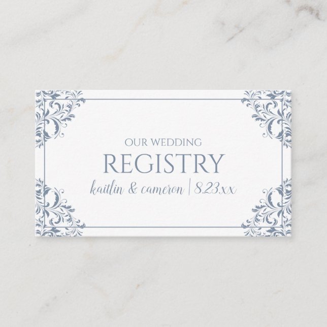 Tarjetas de registro boda - Nadine - Dusty Blue (Anverso)