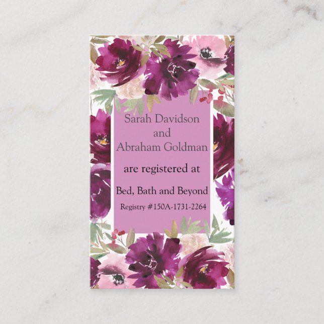 Tarjetas de registro Boda Tarjeta de gabinete Flor (Anverso)