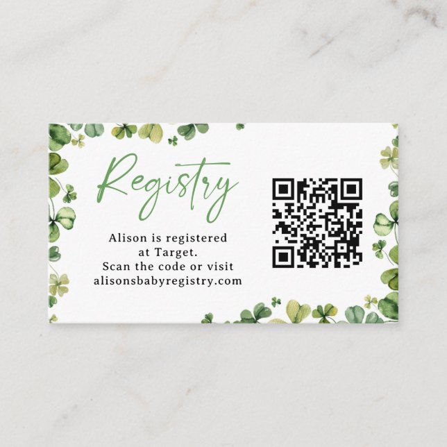 Tarjetas de registro de Baby Shower con encanto (Anverso)